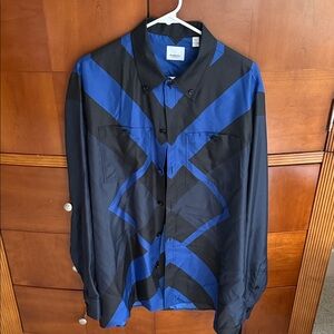 NWOT Burberry Black and Blue Geometric Shirt size large